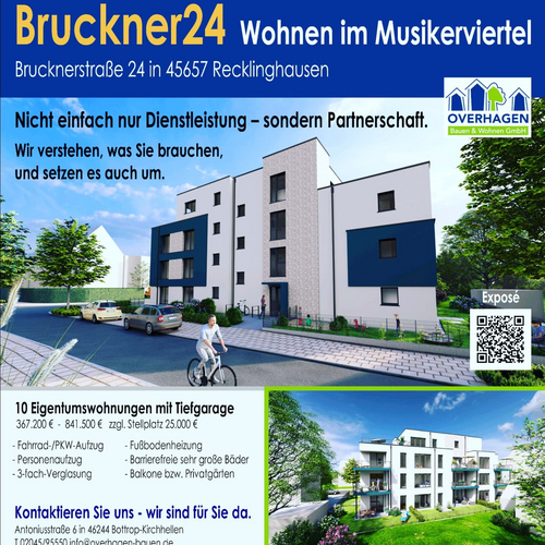 Im „Musikerviertel“ in Recklinghausen realisieren wir ein hochwertiges Mehrfamilienhaus mit 10 Eigentumswohnungen und...